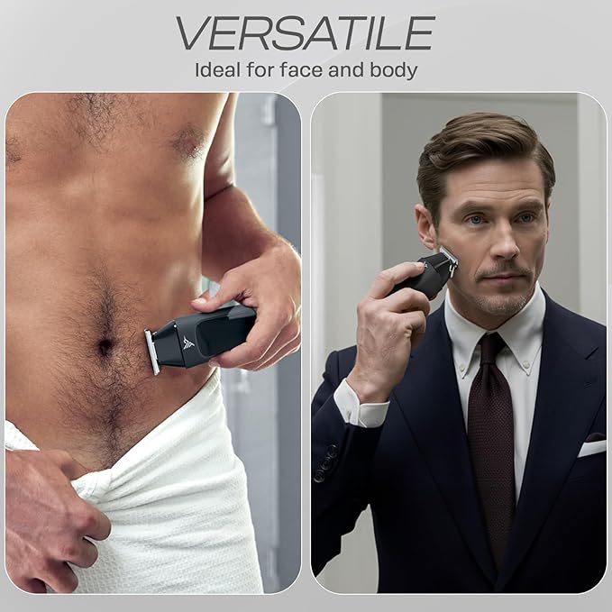 HUMMINGBIRD MK1 Compact Trimmer – Portable Men’s Electric Beard and Body Hair Trimmer, No Nick, No Cut, Cordless USB-C Rechargeable, LED Display, Face and Body Groomer, Travel-Friendly Shaver