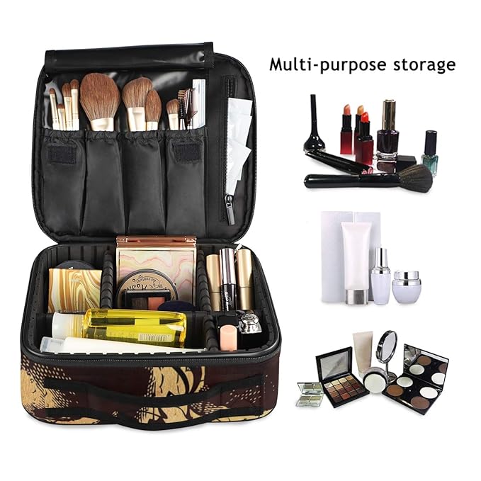 ALAZA Travel Makeup Case, Retro Skull Flower Letter Cosmetic toiletry Travel bag for Women Girls