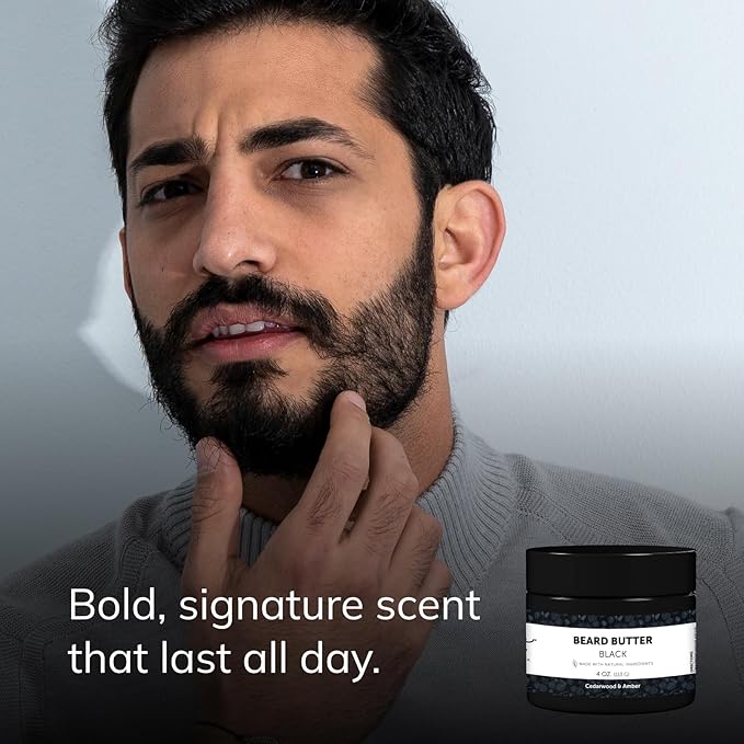 Detroit Grooming Co. Beard Butter for Men | Softens, Thickens & Hydrates with Safflower Oil & Shea Butter | Black Scent, 4oz