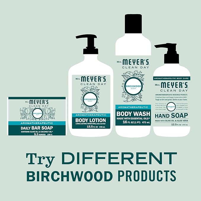 MRS. MEYER'S CLEAN DAY Hand Soap, Made with Essential Oils, Biodegradable Formula, Birchwood, 12.5 fl. oz