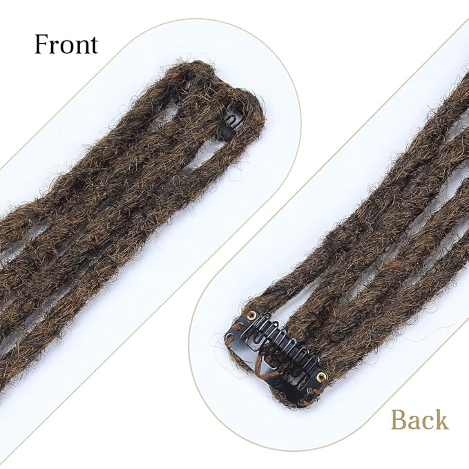 Ombre Brown 5 Clips-In Dreadlock Extensions for Women, Clip-In Synthetic Dreadlock Hair Extensions with 10 pcs Double Ended Dreads Attached …