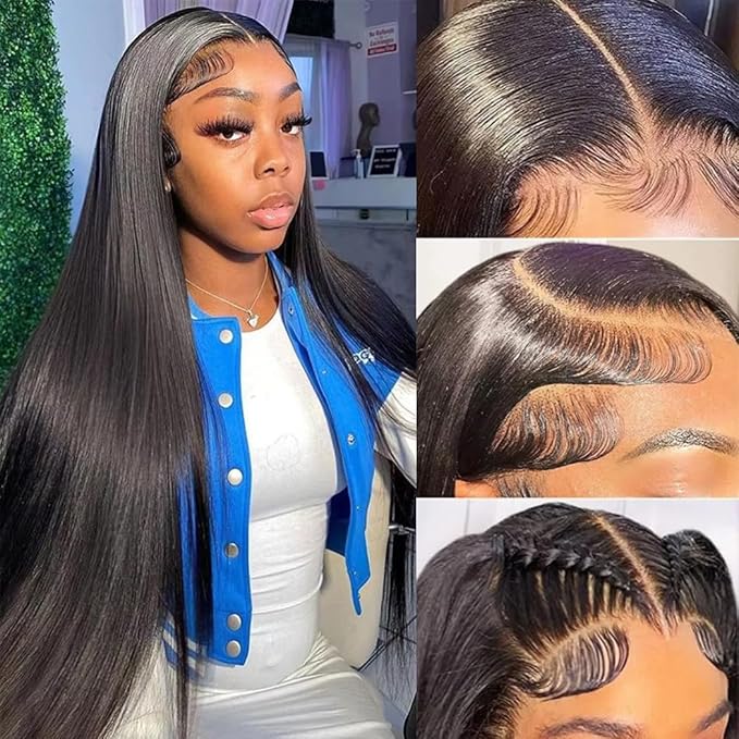 13x6 Human Hair Lace Front Wigs 180% Density Straight Human Hair Wigs with Baby Hair 13x6 HD Lace Front Wigs Human Hair Pre Plucked for Women Gluless Frontal Wigs Human Hair 26 Inch