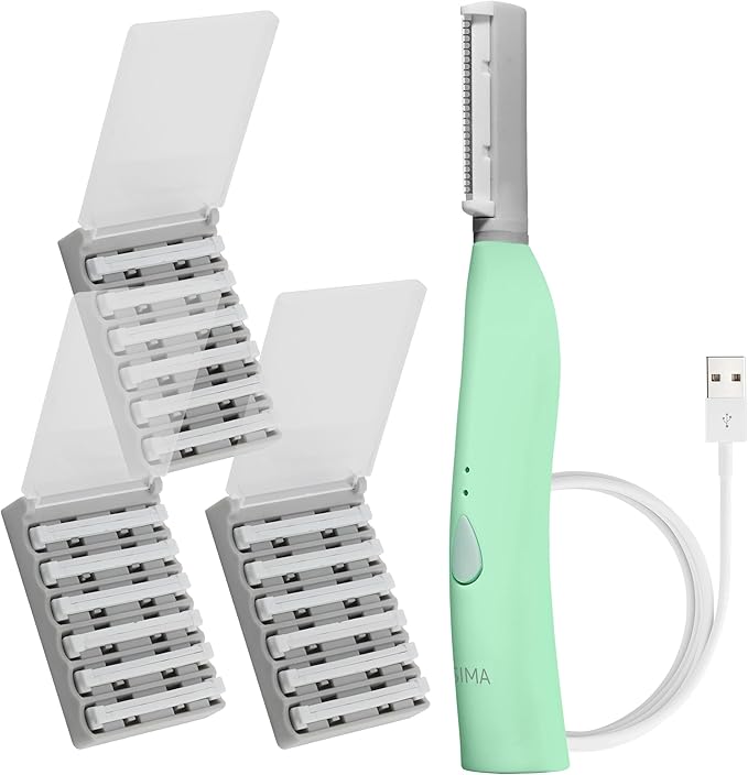 SPA SCIENCES - SIMA Patented Dermaplane Razor for Women Face – Painless 2-in-1 Facial Exfoliation & Peach Fuzz Hair Removal – Anti-Aging – 3 Speeds – Rechargeable – 21 Weeks Treatment