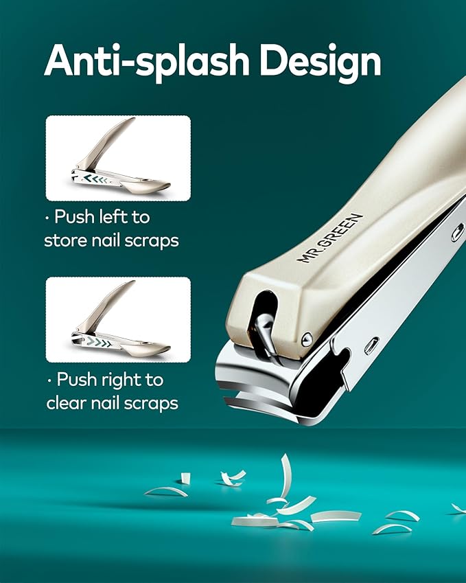 MR.GREEN 3pcs Nail Clippers Set, German Stainless Nail Clippers with Nail File, Anti Splash Excellent Quality Nail Cutters, Professional Finger&Toenail Clippers with Exquisite Case for Men& Women