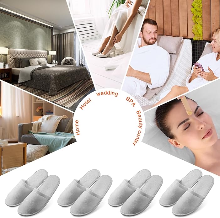 Geyoga 12 Pair Disposable House Slippers for Guests Non Slip Disposable Slippers for Spa Travel Hotel Shoeless Home Bride Bathroom Bedroom