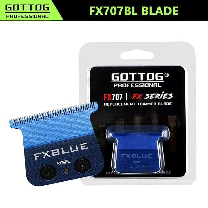 FX707BL Replacement Blades for All FX787 & FX726 Trimmers, GOTTOG FXBLUE Zero-Gapped Replacement Blades Compatible with BaByli*s* Trimmer Blades (FX707BL) - Blue