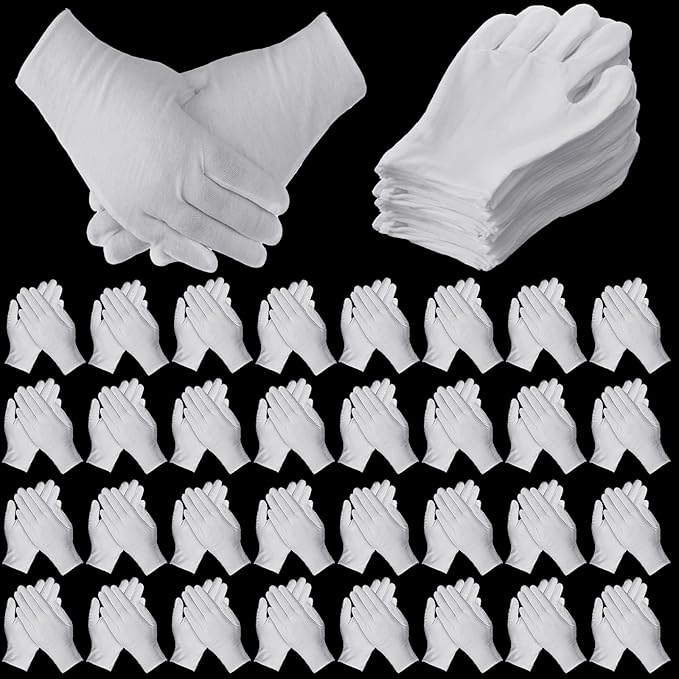 240 Pcs Cotton Gloves Cotton Bulk Pack Moisturizing Gloves Overnight Soft Cotton Gloves Uniform Gloves Coin Inspection Gloves Art Handling Gloves for Man and Woman (White)