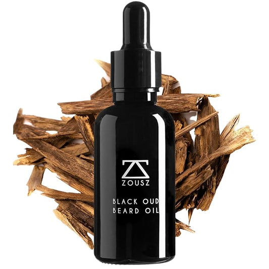 Black Oud Beard Oil for Men, Beard Moisturizer & Conditioner, Non-Greasy Men's Beard Care Essential, Growth Enhancer Natural Beard Oil Men's Gift, 1 Fl Oz Dropper Bottle