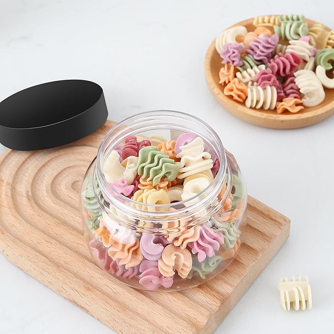 24 Pack 8 Oz Plastic Containers With Lids and Waterproof Label BPA Free - Refillable Transparent Cosmetic Containers for Body Butter,Sugar Scrubs,Cream,Lotions,Candy,Bath Salt (Clear)