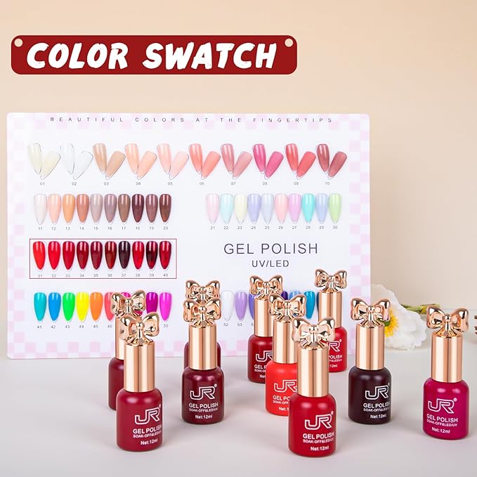 JR 12ml 10colors Red Gel Nail Polish Set Long Lasting Soak off UV Gel Polish Kit Nail Art DIY Manicure Salon Home Gifts for Women D Model