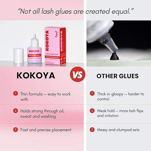 KOKOYA Beauty Professional Eyelash Extension Glue - 5mL Black Lash Glue, Up to 8-Week Retention, 0.5 Second Dry Time, K-Beauty Vegan & Cruelty-Free, Super Strong Hold Lash Adhesive