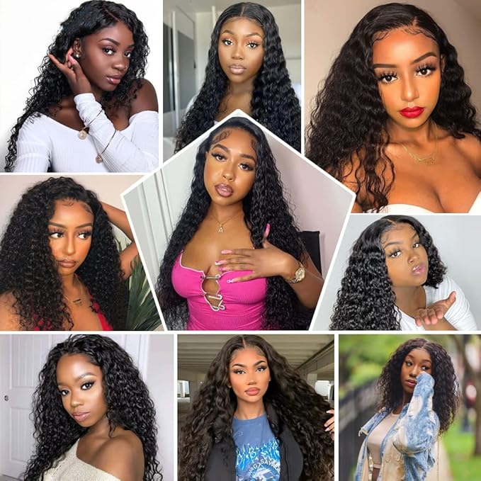 32 Inch Lace Front Wigs Human Hair Pre Plucked for Women 180% Density HD Transparent 13x4 Deep Wave Lace Front Wigs Human Hair Wet and Wavy Brazilian Curly Glueless Lace Frontal Wigs