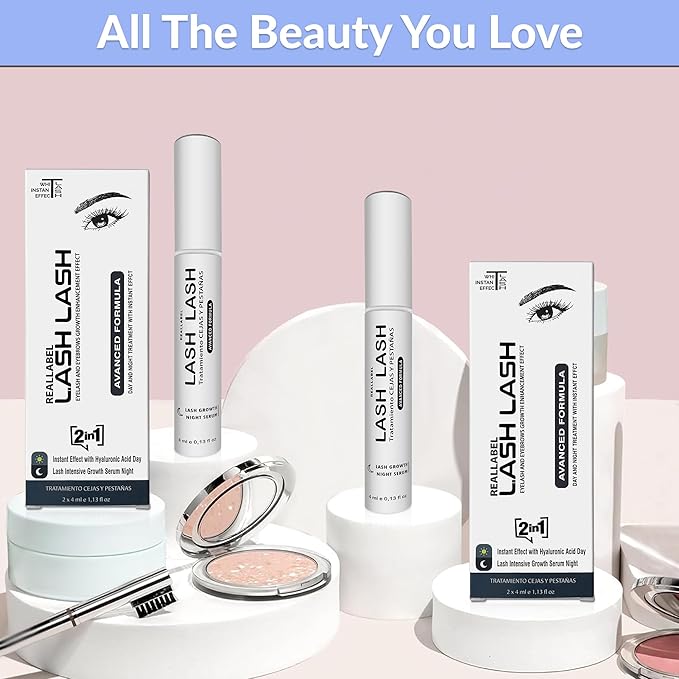 Eyelash Serum With Hyaluronic Acid-Eyebrow And Eyelash Growth Serum, 2 In 1 Instant Lash Lift Serum Without Prostaglandin Grow Eyebrows Fast And Thicker-Day And Night Eyelash Growth Serum (2x4ml)