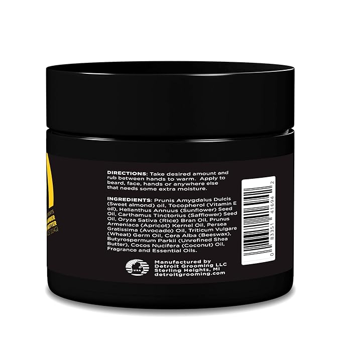 Detroit Grooming Co. Beard Butter for Men | Softens, Thickens & Hydrates with Safflower Oil & Shea Butter | 313 Scent, 2oz