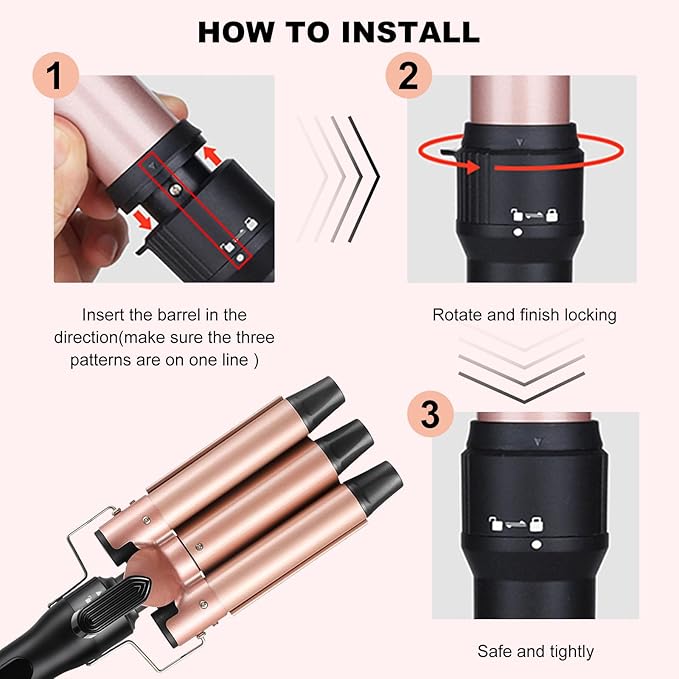6 in 1 Hair Curling Iron Wand Set PTC Fast Heating Hair Crimper Professional Hair Styling Tools LCD Temp Control with Hair Straightener, Ceramic 3 Barrel Hair Waver Surprise Gift for Women Girl