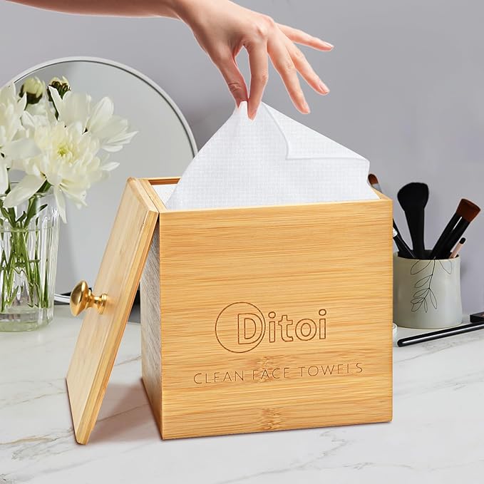 Face Towels,Storage Box with Copper Cover, Disposable Face Towel, Storage Containers, Soft Face Tissue XL, Makeup Remover Dry Wipes for All Skin