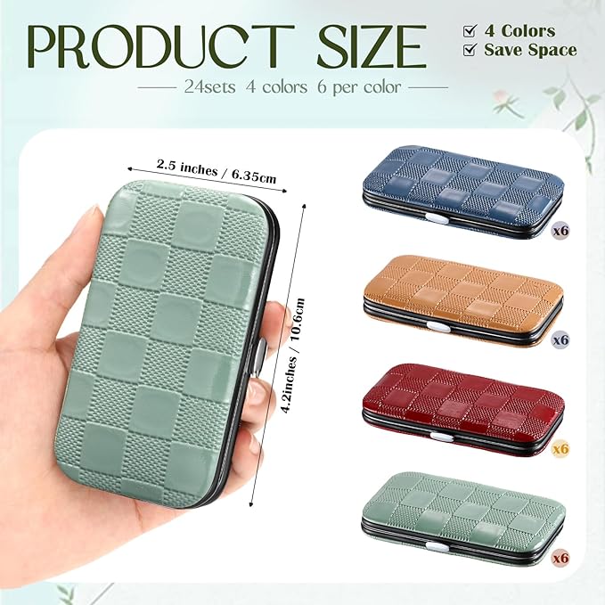 24 Sets Manicure Bulk Mothers Day Gifts Professional Nail Care Kit Nail Clippers Kit 8 in 1 Stainless Steel Pedicure Set with Travel Case Portable Grooming Kits for Men Women Friends(Classic)