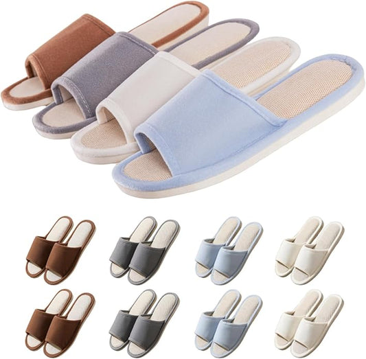 8 pairs disposable hospitality slippers, home slippers, open-toe indoor slippers, comfortable and washable, multi-color leisure spa slippers, suitable for home, hotel, travel
