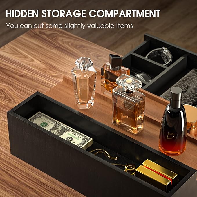 Sephyroth Cologne Organizer for Men 3 Tier of Cologne Display with Drawer Storage Perfume Oragnizer Display,Great Gift for Man(Black Walnut)