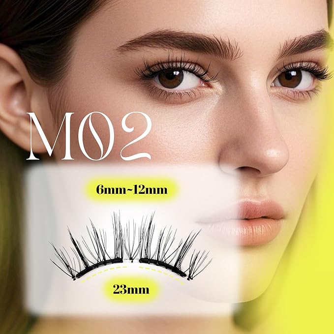 CALAILIS Magnetic Eyelashes with Applicator Upgrade Soft Magnetic Eyelashes Natural Look Reusable Magnet Lashes Kit No Glue Needed Easy to Wear and Remove (M02)