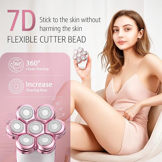 Electric Razors for Women Legs: 5-in-1 Rechargeable Body Shaver - Waterproof Wet Dry Hair Remover - Trimmer for Lady Face Underarms Public