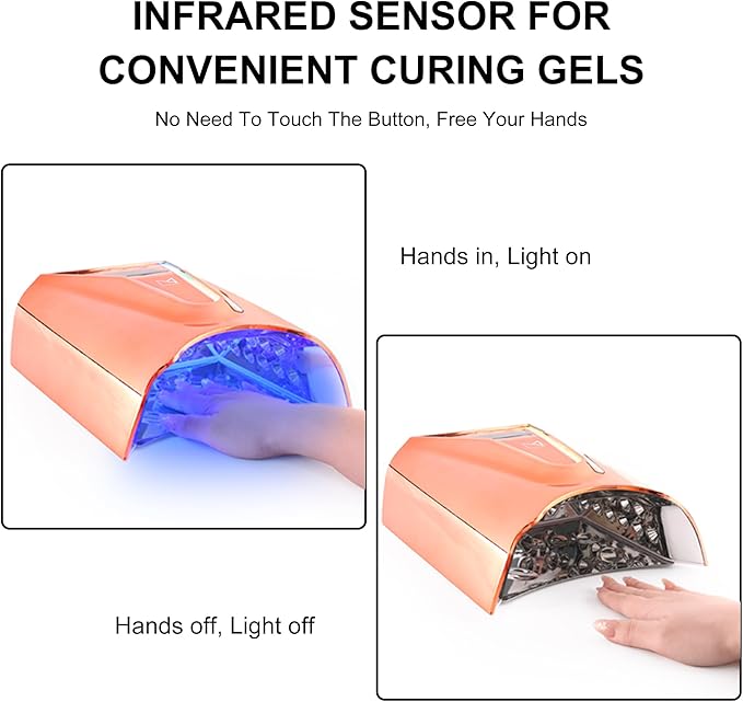 M - Crystal Cure 128W UV/LED Nail Lamp | Fast Curing with 45 Powerful LEDs | Cordless, Rechargeable, Auto Sensor |Gift Mom Professional Gel Nail Dryer for Manicures & Pedicures (Violet)