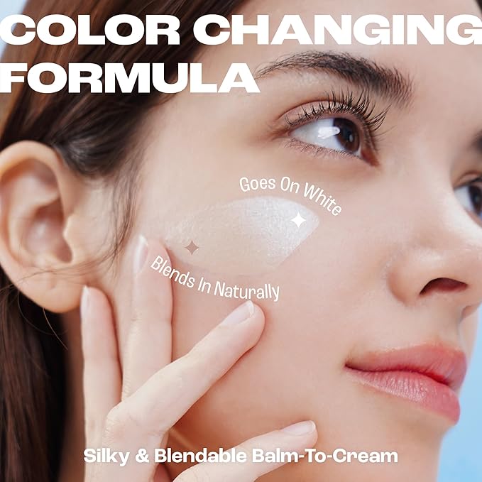 BLANC Cover Cream Stick V - Korean Color-Changing Foundation with Detachable Brush - Full to Medium Coverage Base Makeup (203 Medium, 0.45 oz)