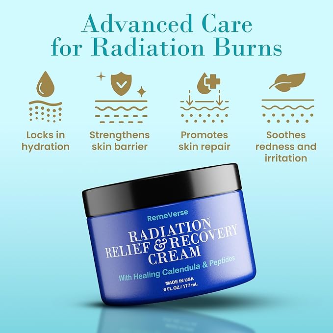 RemeVerse Radiation Cream – Unscented, Gentle, Hyaluronic Acid, Peptides & Calendula Cream for Burns, Soothing Skin and Hydrate Sensitive Skin, Radiation Treatment Skin Care – 6 fl oz