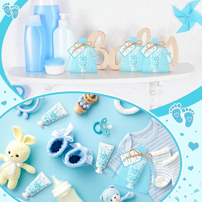 48 Sets Baby Shower Hand Cream Party Favors for Guests Gift Bulk Travel Size Hand Lotion Set for Baby Shower Wedding Christmas(Footprint)