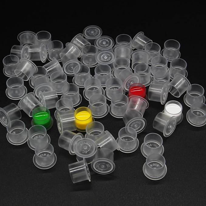 Tattoo Ink Caps - Jconly 1000Pcs Tattoo Ink Cups Pigment Caps With Base Sizes 14mm Disposable Tattoo Caps Tattoo Supplies (1000PCS Medium #14)…