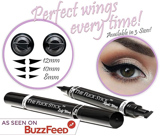 Winged Eyeliner Stamp by Lovoir, Waterproof Make Up, Smudgeproof, Long Lasting Liquid Eye liner Pen, Vamp Style Wing, 2 Wingliner Pens (Triple Pack Combo, Midnight Black)
