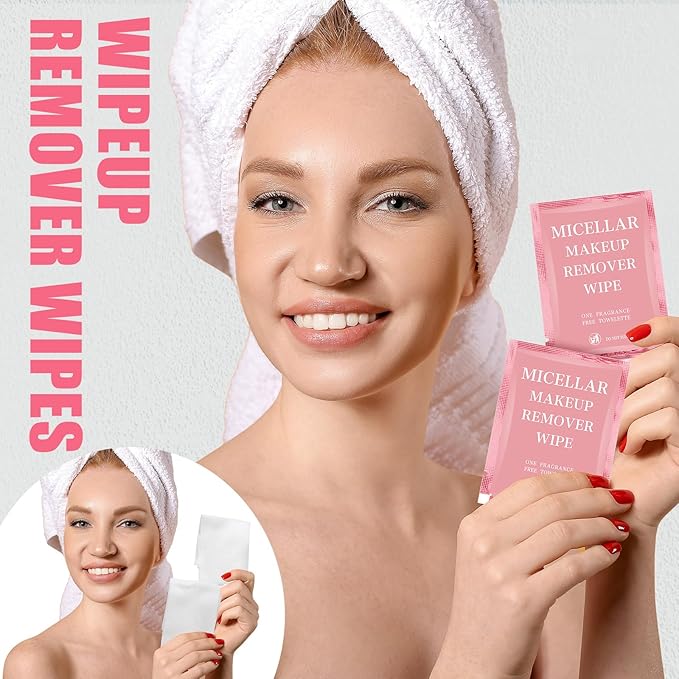 Ctosree 150 pcs Makeup Remover Wipes Bulk Individually Wrapped Makeup Wipes Single Makeup Remover Cloth Facial Cleansing Pads for Mascara Lipstick Oil Dirt Face Skin Travel Hotel(Pink)