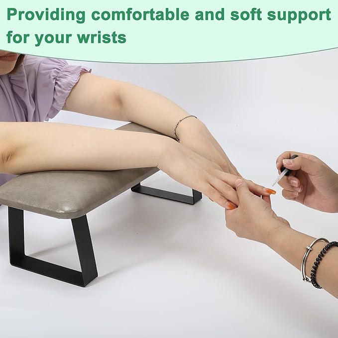 VOCOSTE Arm Rest for Nails Tech, Non-Slip Nail Arm Rest, Manicure Hand Rest with Detachable Brackets, Hand Rest for Nails Tech, Nail Hand Rest, Gray
