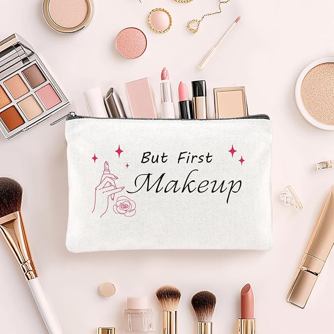 20PCS Make Up Bags Bulk Funny Canvas Cosmetic Bag Inspirational Toiletry Bags Bulk Makeup Pouches for Women Double Sided Printing Bulk Travel Pouch Bulk Gifts for Women Sister Employee