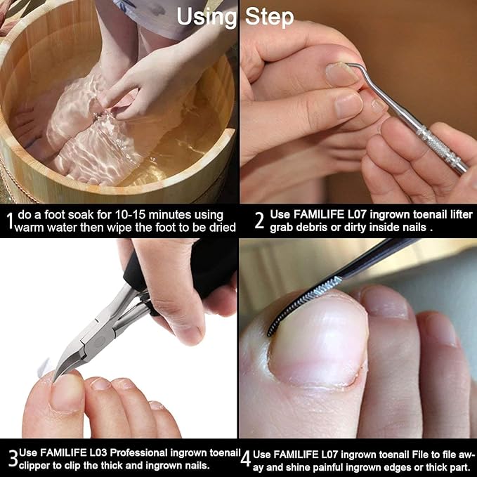 FAMILIFE Manicure Set, Nail Kit 11 in 1 pedicure kit Stainless Steel Mens Manicure Kit Leather Pedicure Tools and 100% Stainless Steel Ingrown Toenail File and Lifter Double Sided with Storage Case