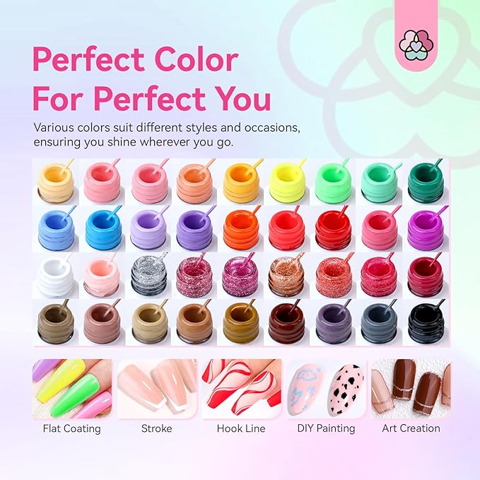 SAVILAND Gel Nail Polish - Pink Colors Series Nail Polish Set 15ML Soak-Off U V LED Gel Nail Kit Manicure DIY Home Gift for Women 7pcs