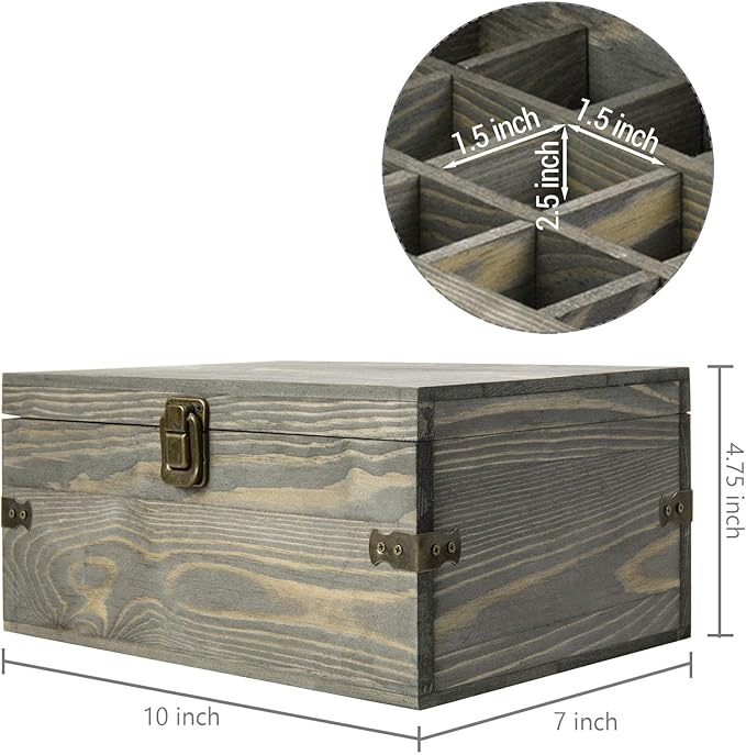MyGift 24 Slot Wooden Essential Oil Bottle Storage Box, Vintage Gray Wood Roller Organizer Holder Display Case, Holds Up to 30 mL Bottles