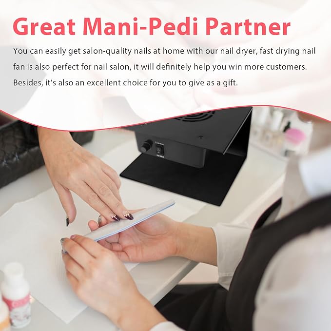 Nail Dryer for Regular Polish, 300W Nail Drying Fan with Hot and Cool Air, Professional Air Nail Dryer for Manicure Salon and Daily Home Use