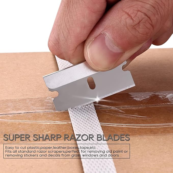 REXBETI 1000PCS Single Edge Razor Blades, Industrial Razor Blades, Box Cutter Replacement Blades, Glass Scraper Razor Blades