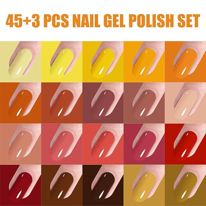 Vishine 48 Colors Gel Nail Polish Set, Autumn Winter Popular Gel Nail Polish with Base Top Coat Lasting Nail Gel Polish Soak Off UV LED Gel Polish Manicure Kit 8ml