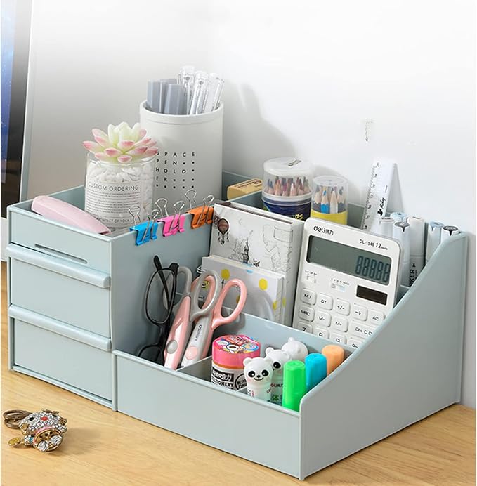 skin care organizer,Makeup Desk Organizer With Drawers,Countertop Organizer for Cosmetics,Vanity brush with Holder for Lipstick, Brushes, Eyeshadow, and Desktop Finishing Dresser