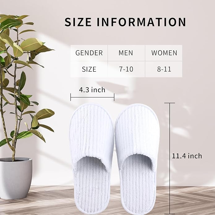 Disposable Slippers for Guests, 10 Pairs - Coral Fleece Hotel, Non-Slip SPA Slippers, Unisex Washable Reusable for Hotel & Travel Guests