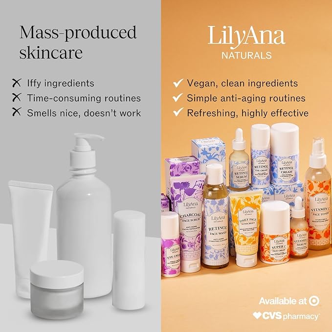 LilyAna Naturals Eye Cream for Dark Circles and Puffiness, Under Eye Cream for Wrinkles and Bags, Anti Aging - helps Improve Dryness; for Sensitive Skin - 1.7 oz - Made in USA