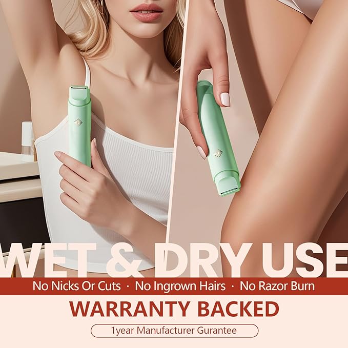 2025 New Electric Bikini Trimmer for Women, 2-in-1 Dual Head Shaver, Womens Electric Razor (Green)