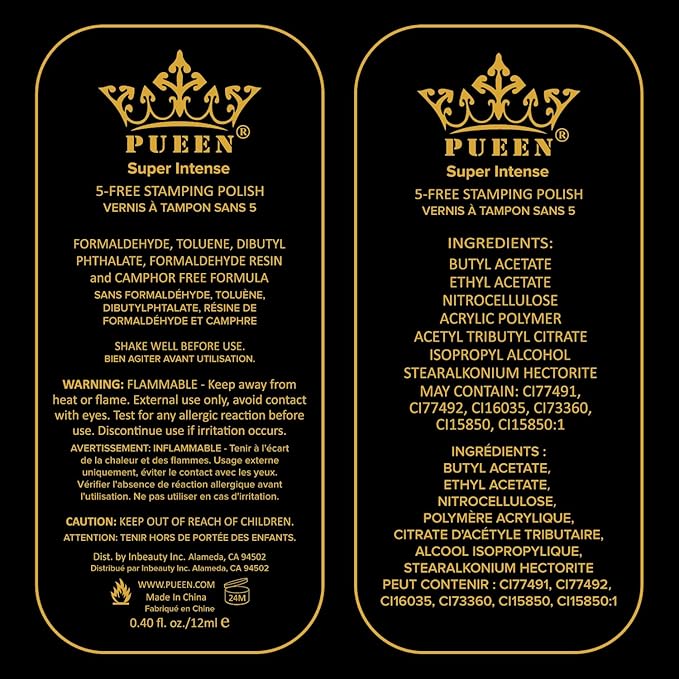 PUEEN Super Intense Nail Polish for Nail Stamping Nail Color Lacquer - Set of 12 Colors -BH000934