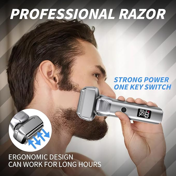 Electric Razor for Men Professional Detachable Wet/Dry Electric Foil Shaver with Pop-up Trimmer 70 Minute Runtime, Rechargeable Precision Trimmer (Black)