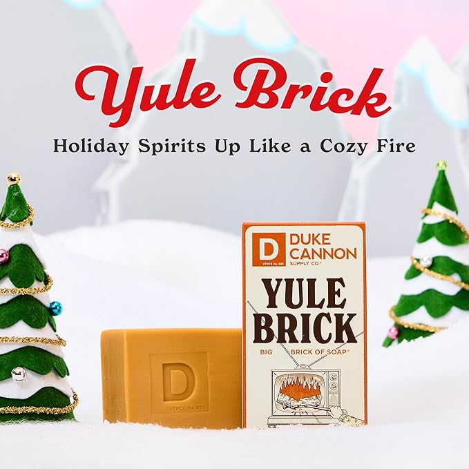 Duke Cannon Supply Co. Big Brick of Soap Bar for Men Holiday Edition - Yule Brick (Charred Wood & Leather Scent), 10 oz. (1 Pack)