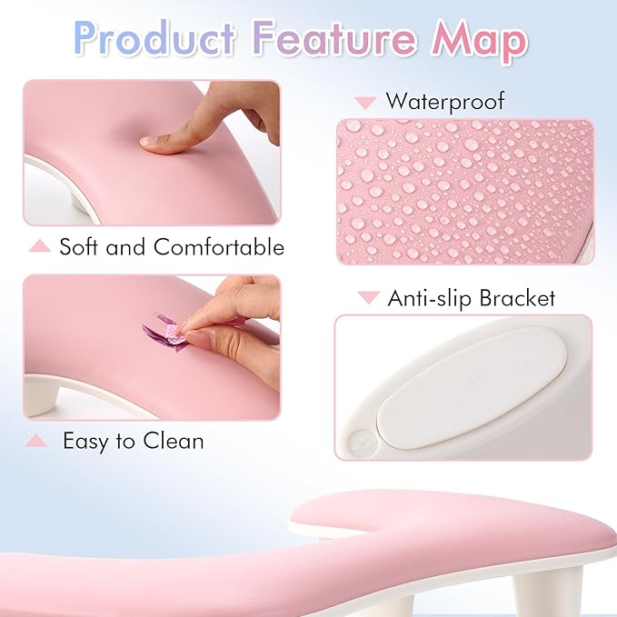 Arm Rest for Nails Tech Professional Manicure Hand Rest Pillow U-Shaped Soft PU Leather Detachable Manicure Hand Rest for Nails Toenails and Acrylic Nails Tech Pink