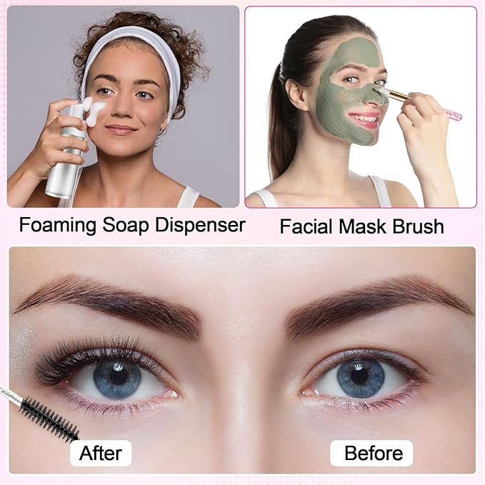 Zhehao 80 Pcs Lash Shampoo Bottle Brushes Kit 20 Foam Pump Dispensers 20 Lash Shampoo Brushes 20 Eyelash Aftercare Bag 20 Cleaning Pipes, Eyelash Extension Supplies(Colorful)