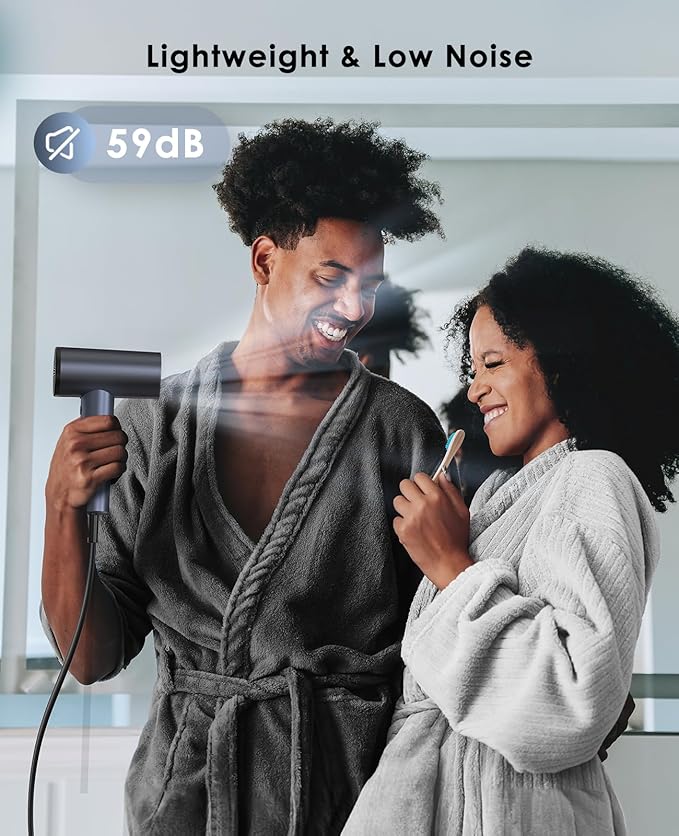 Ionic Hair Dryer, High-Speed Blow Dryer - 150,000 RPM Brushless Motor, 500 Million Negative Ions, Ultra-Light & Small, Smart Temp Control, Quiet Hairdryer for Women, Ideal for Travel, Home